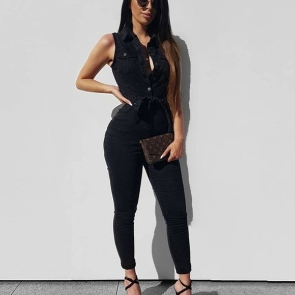 RESTOCKD 5⭐ Fav Lola Black Denim Jumpsuit - Picture 2 of 10